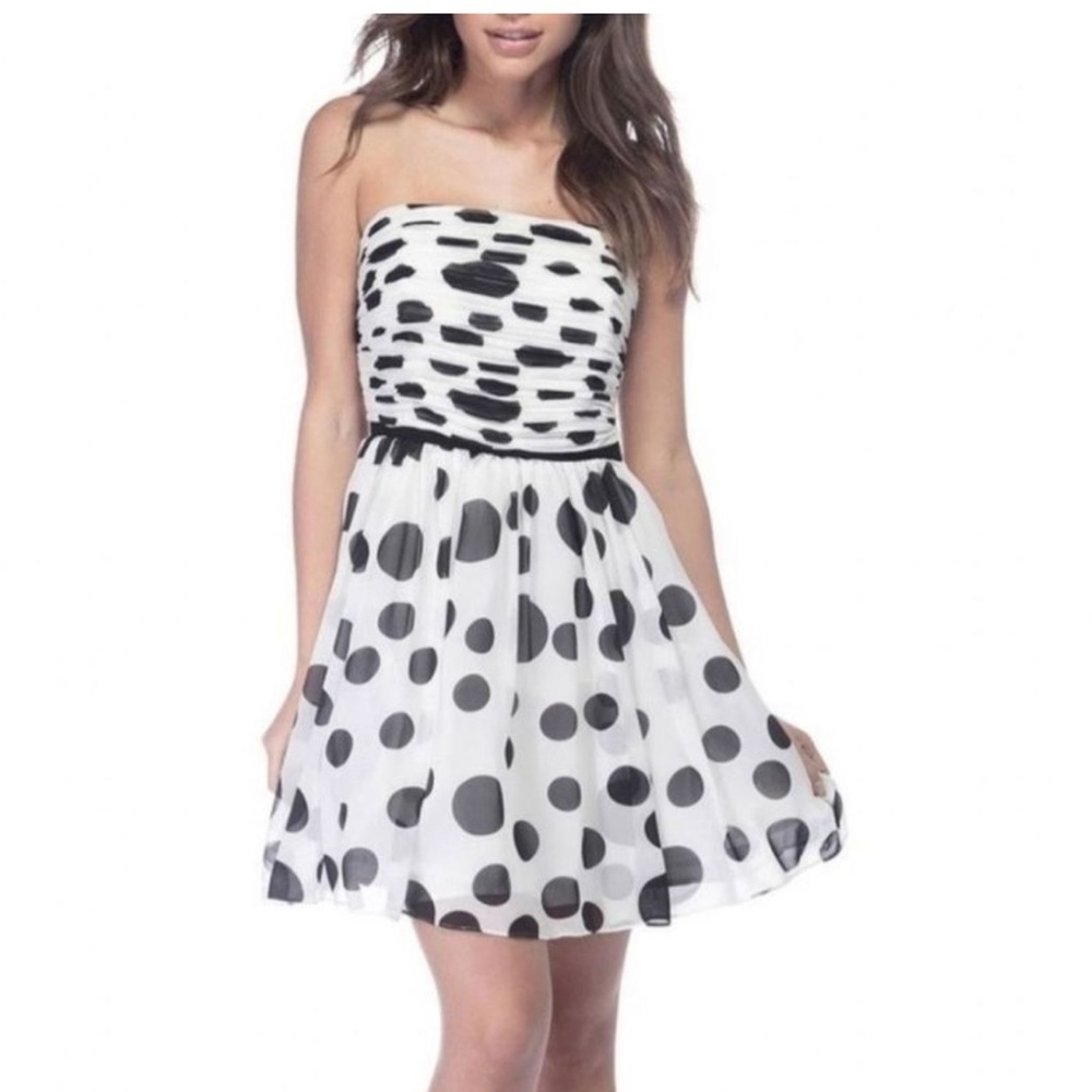 NWT Guess Black and White polka dot Strapless Dress size 6